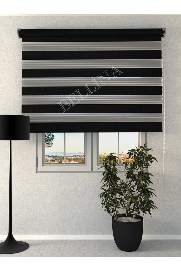 Bambu Soft Mat Siyah Etek Dilimsiz Stor Zebra Perde - 2