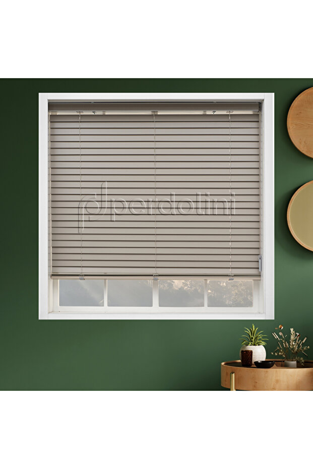 Gerçek Ahşap Jaluzi Perde - Yeşil - 1