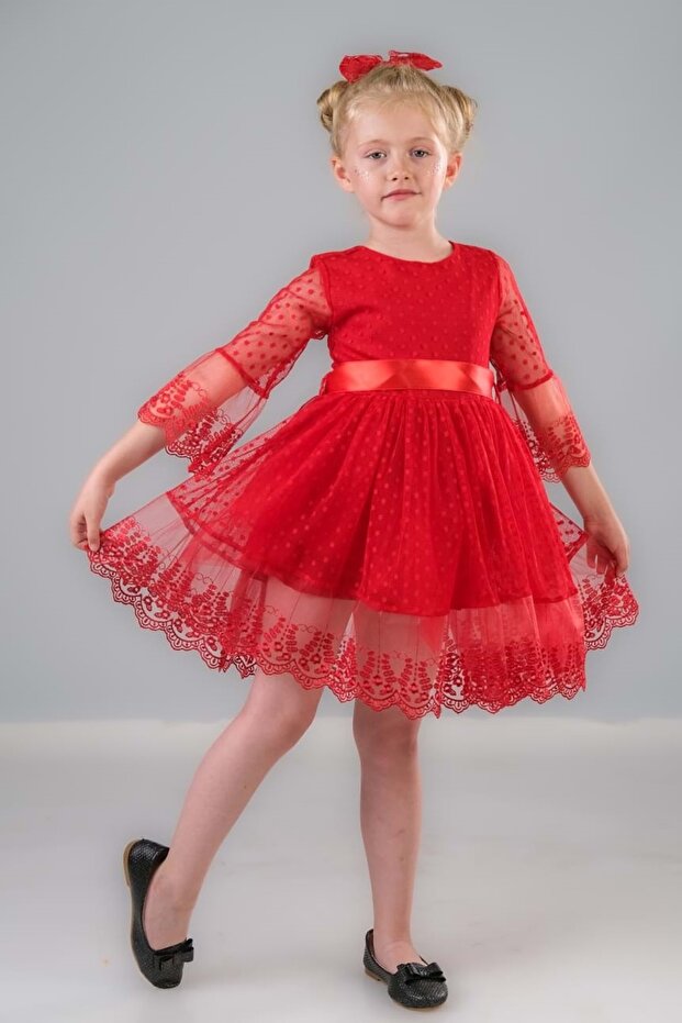 Lace Girl Dress Sb327 Red