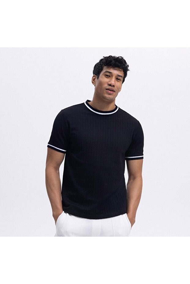 Em492-Bk Crew Neck Men's T-Shirt - Black