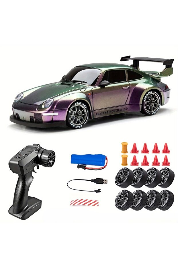 Genel Markalar Porsche 911 Polarize Renkli 1:24 Drift 4X4 Şarjlı RC Uzaktan Kumandalı 20 Km/s Hızında Hediyelik Oyu