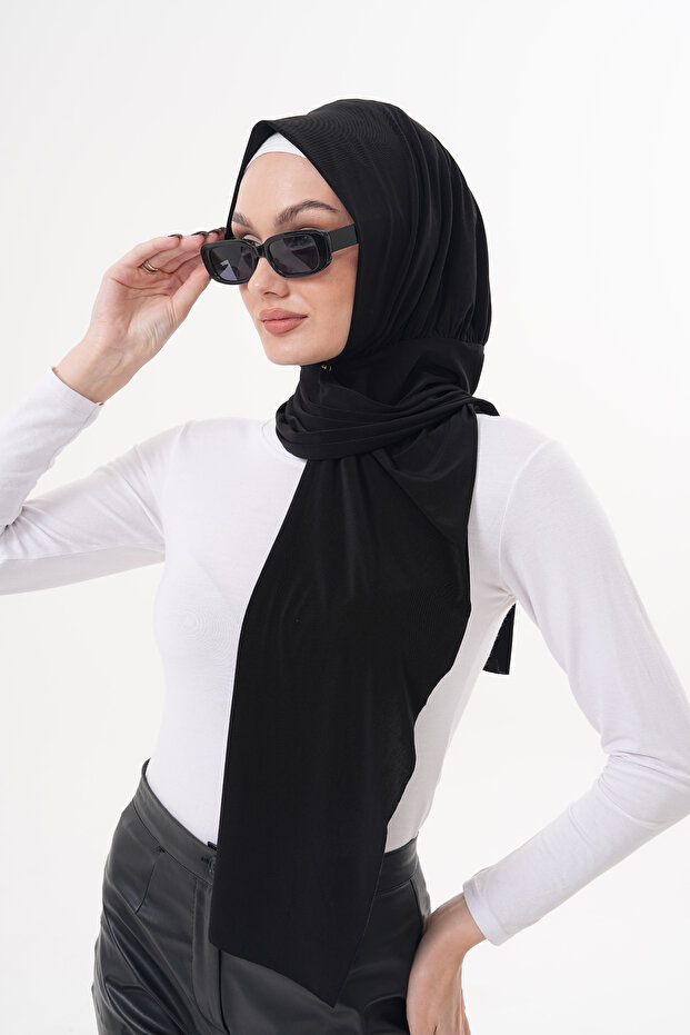 Snap Fastener Gathered Hijab Shawl