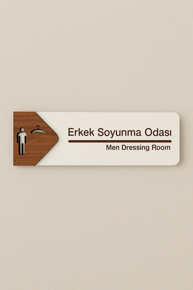Erkek Soyunma Odası Ofis Oda Kapı İsimliği Yönlendirme Tabelası Levhası Kişiselleştirilebilir - 1