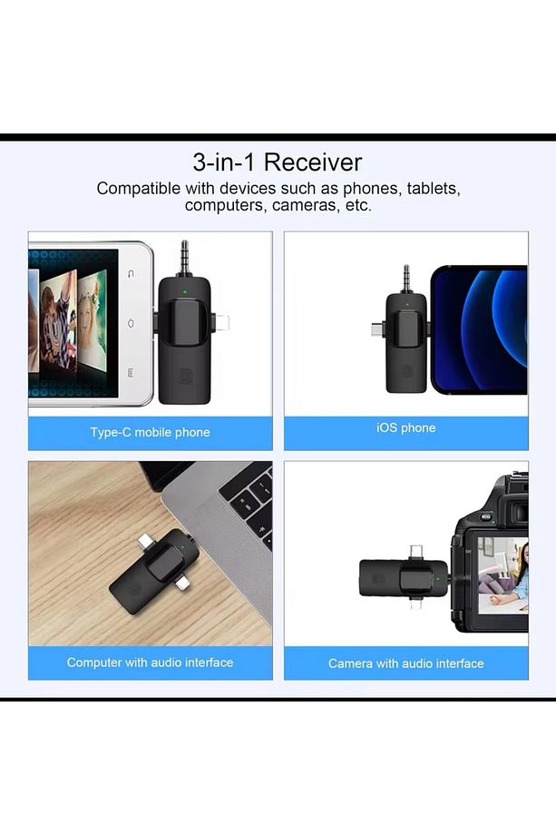 2.4G kablosuz yaka mikrofonu taşınabilir ses Video kayıt Mini mikrofon iPhone Android 38 - 2