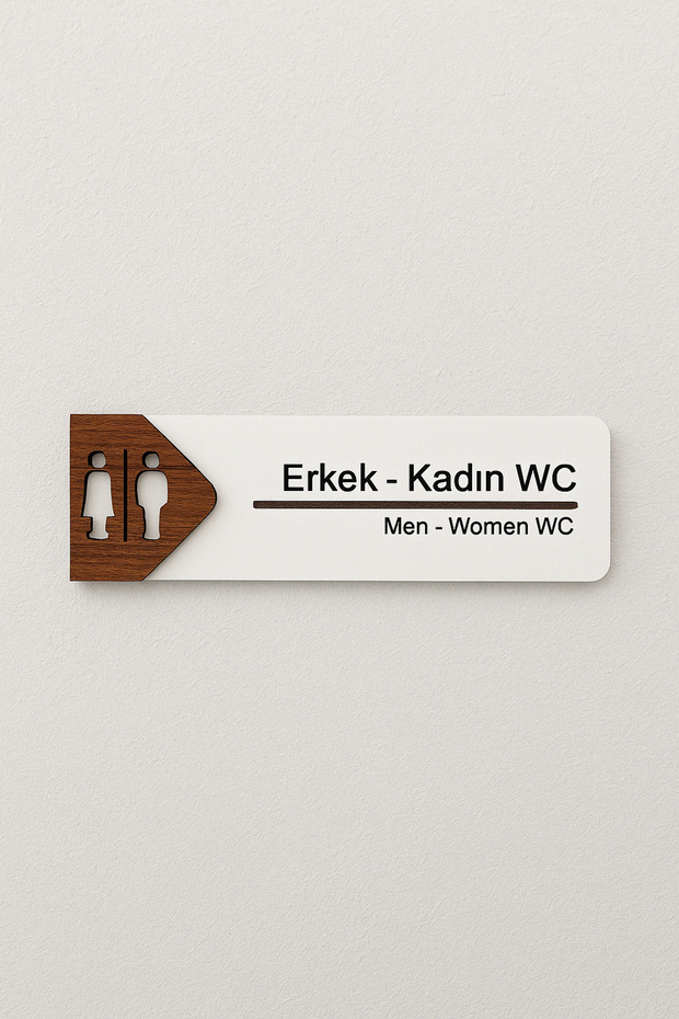 Erkek - Kadın WC Ofis Oda Kapı İsimliği Yönlendirme Tabelası Levhası Kişiselleştirilebilir - 1