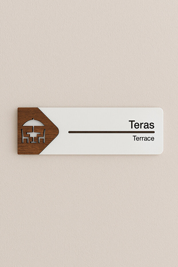Teras Ofis Oda Kapı İsimliği Yönlendirme Tabelası Levhası Kişiselleştirilebilir - 1