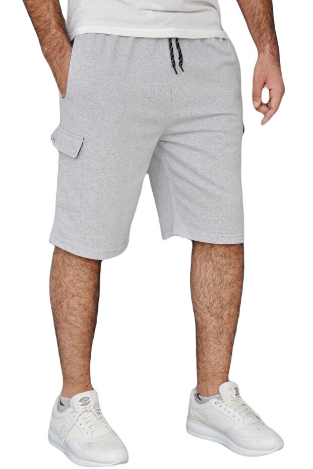 Erkek Gri Kargo Cepli Bermuda Şort - 2