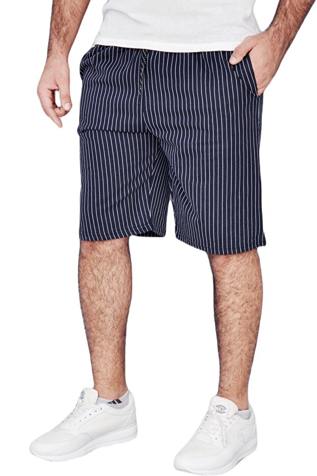 Lacivert Çizgili Şort - 4