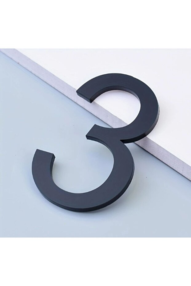 Flat -Wall - Door Number 3 mm Laser Cut Black Plexi Self Adhesive No -3 Three