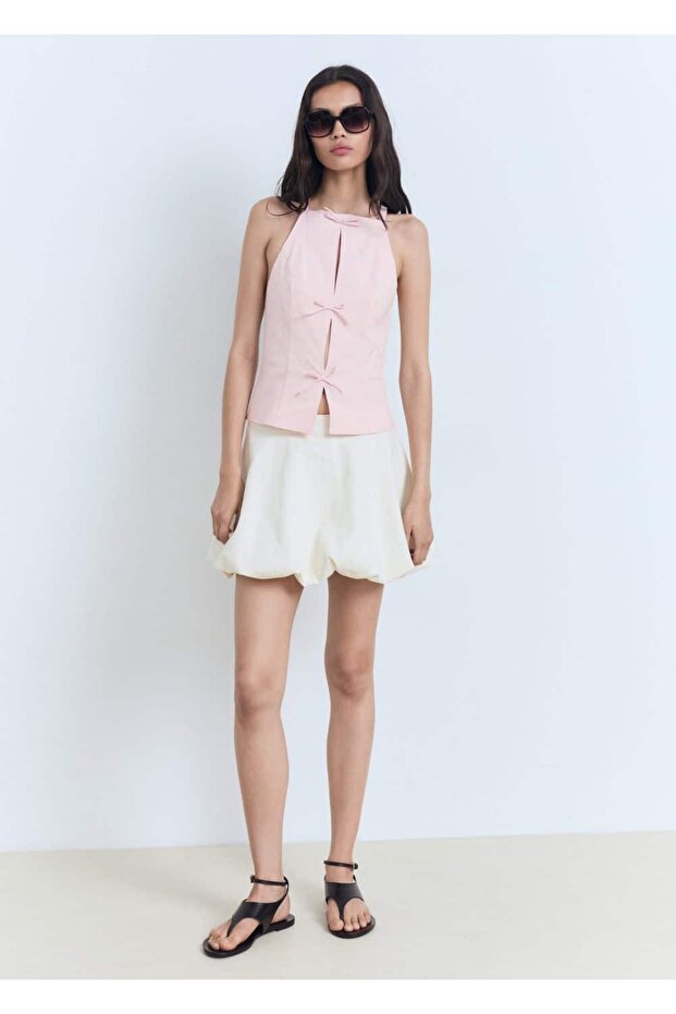 Bluse mit Neckholder-Ausschnitt und Bindeband - 2