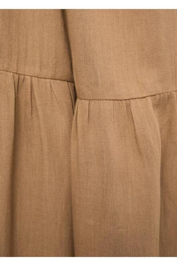 V Yakalı Pamuklu Elbise - 6