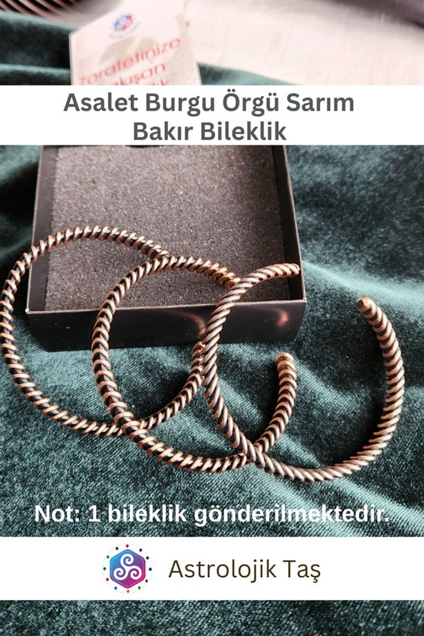 Asalet Burgu Örgü Sarım Bakır Bileklik Kadın Erkek - 3