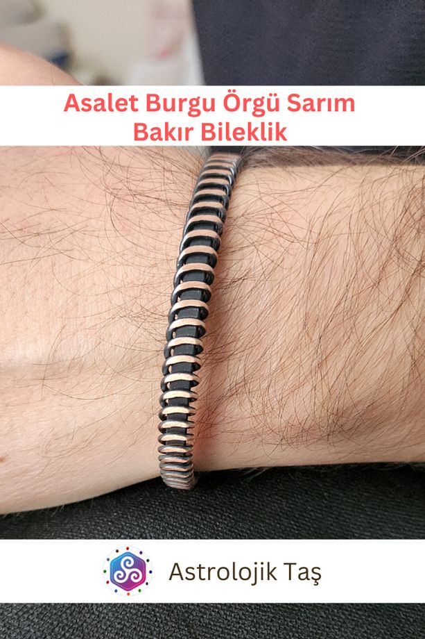 Asalet Burgu Örgü Sarım Bakır Bileklik Kadın Erkek - 4