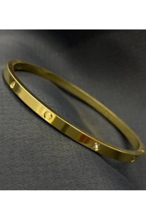 Stainless Steel Handcuff Bracelet Gold & Silver Color, Thin Model with or Without Stone
