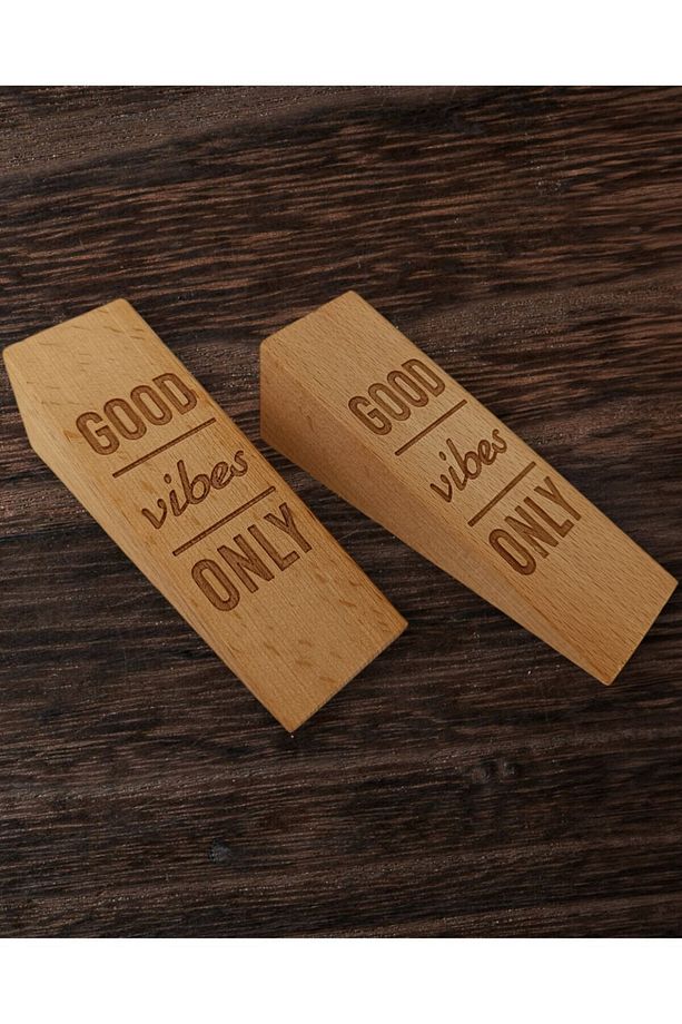 Kapı Stoperi, Kapı Tutucu, Kapı Takozu, Kaydırmaz Aparatlı Good Vibes Only Yazılı 2 Adet - 4