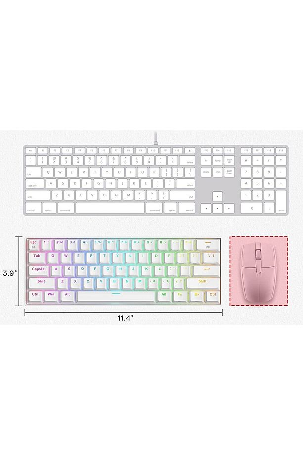 K617-RGB-WP Fızz Rgb Red Swıtch Kablolu Mekanık Q Klavye beyaz-Pembe - 5