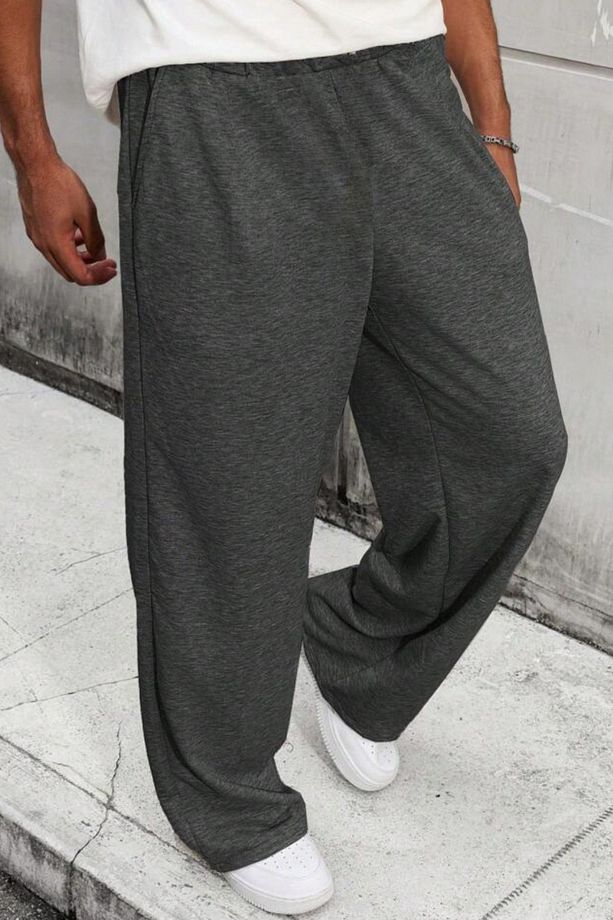 Unisex Geniş Kalıp Eşofman Altı - Paça Lastikli Dönüştürülebilir Jogger - Siyah Gri Antrasit - 3