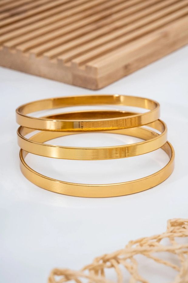 Çelik 3'lü Kalın Ajda Bilezik - 3