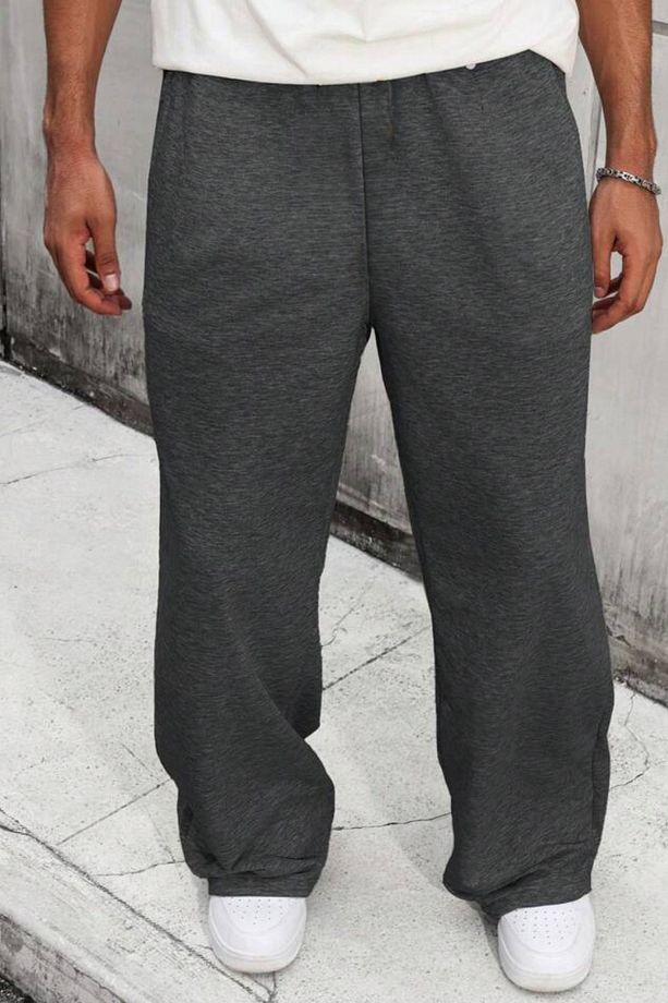 Unisex Geniş Kalıp Eşofman Altı - Paça Lastikli Dönüştürülebilir Jogger - Siyah Gri Antrasit - 2