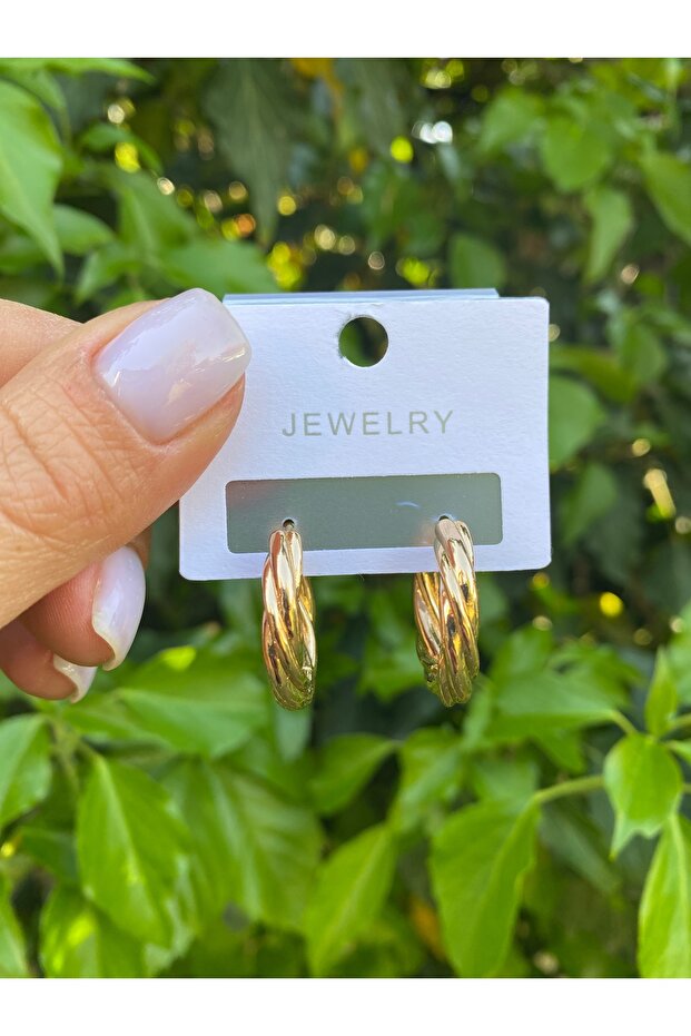 Steel Hoop Gold Earrings