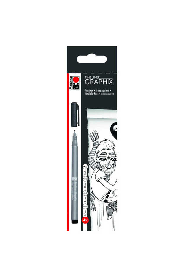 مجموعة Fineliner Graphix Black مكونة من 4 قطع