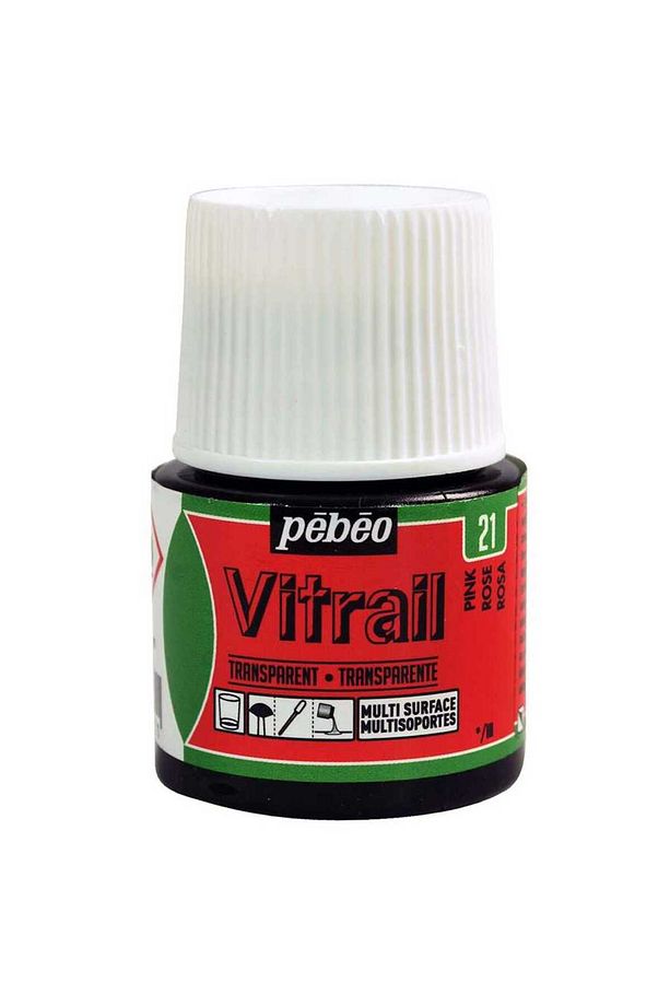Vitrail Solvent Bazlı Cam Boya 45ml Şişe - 05021 Pink - 1