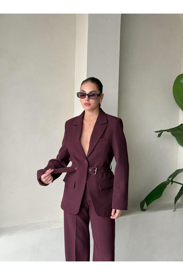 Kadın Kemerli Premium Ceket - 1