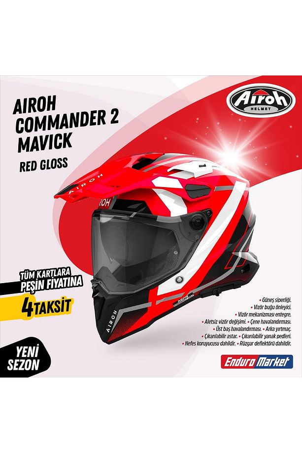 Commander 2 Mavıck Red Gloss Kask - 4