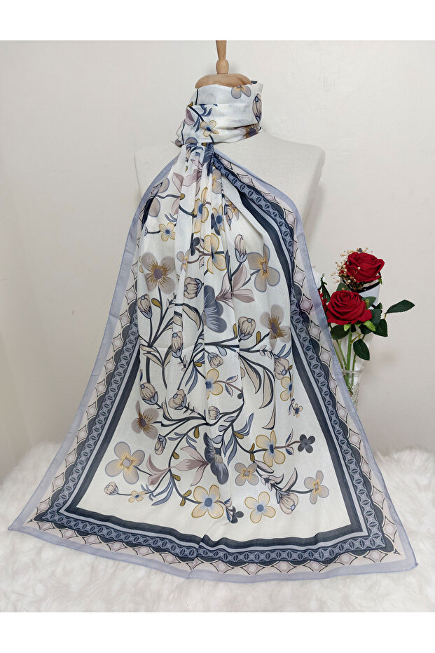 شال قطن ناعم منقوش - 2