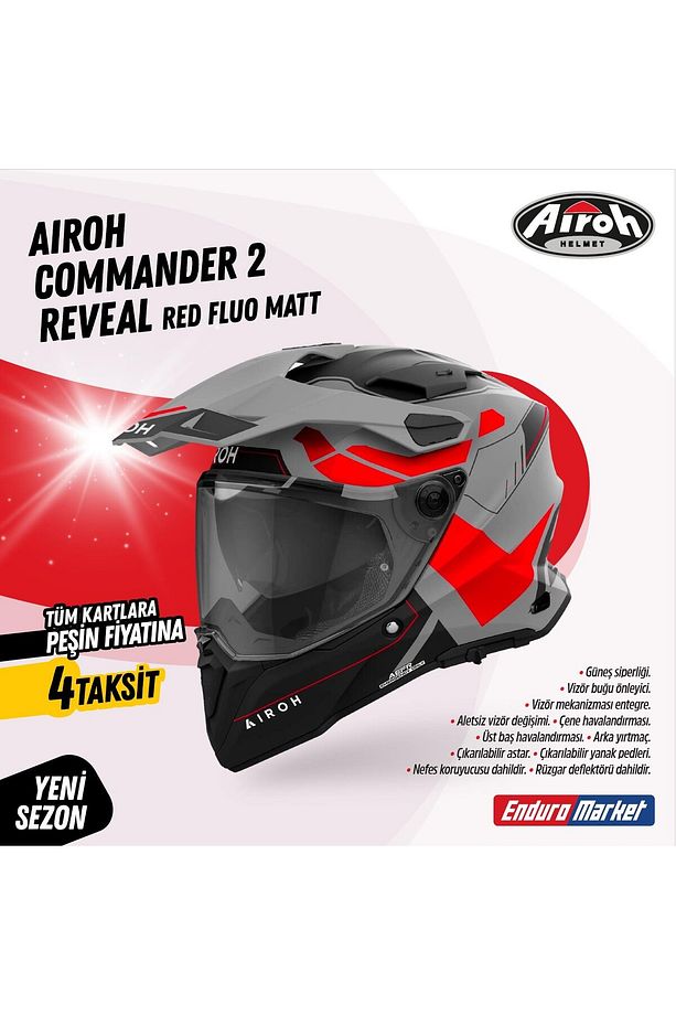 Commander 2 Reveal Red Fluo Matt Kask - 5