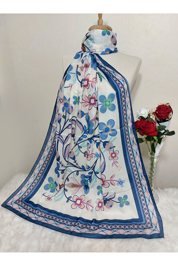 شال قطن ناعم منقوش - 2