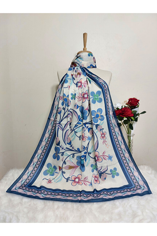 شال قطن ناعم منقوش - 1