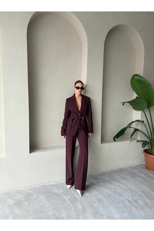 Kadın Kemerli Premium Ceket - 5