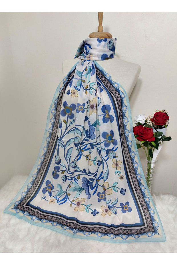 شال قطن ناعم منقوش - 2