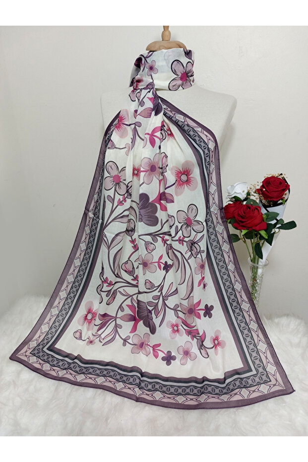 شال قطن ناعم منقوش - 2