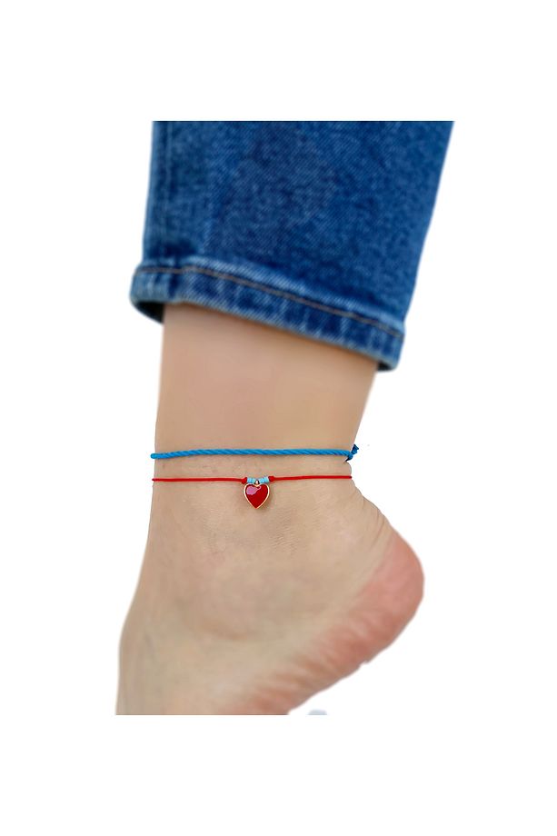 2'li Unisex Kırmızı Halhal Seti Kalp - 3