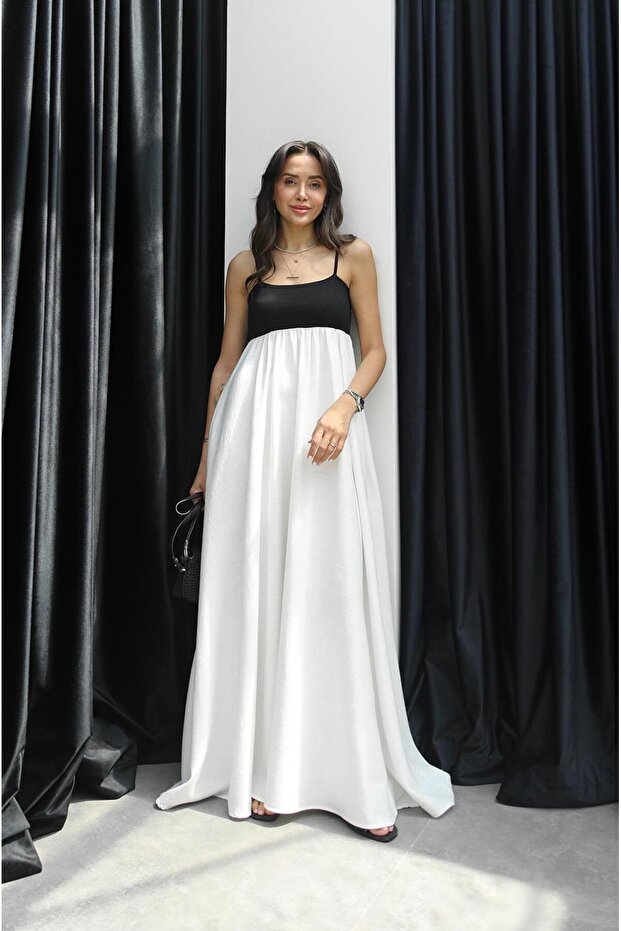 Φόρεμα Ecru Patchwork Maxi Linen - 1