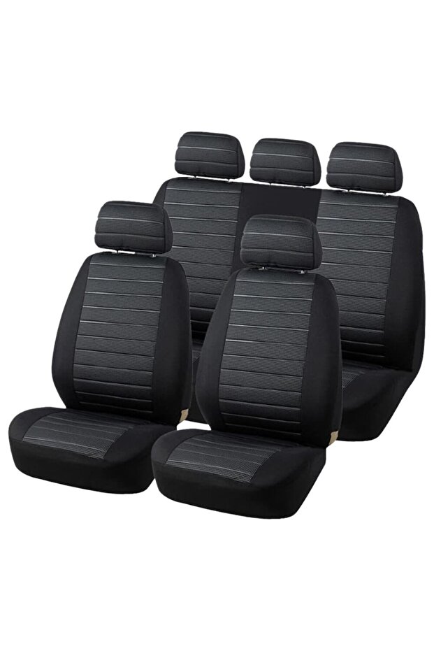 Y30082-GRAY-11PCS Universal Car Seat Covers Full Set Cloth Set for Most Sedans SUVs Trucks Car Seat