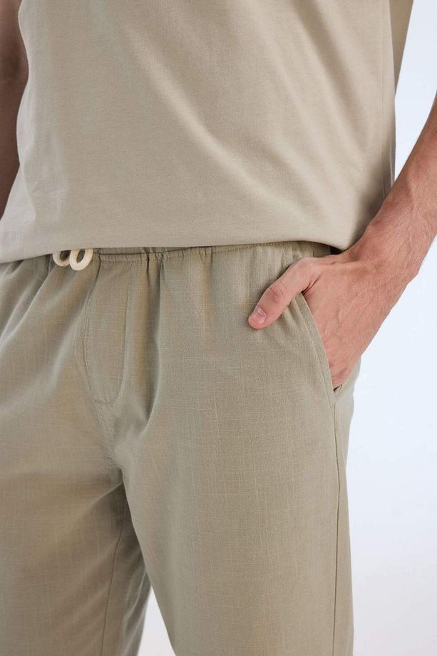 %100 Pamuk Keten Görünümlü Yazlık Jogger Pantolon Dar Paça Beli Bağcıklı Lastikli Cepli Z6475az25sp - 6