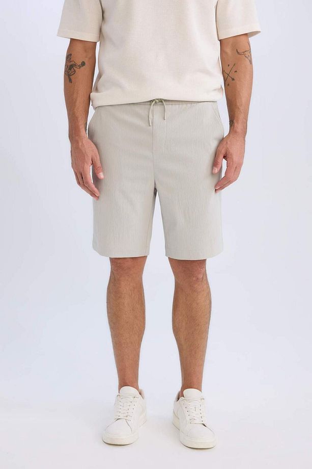 Regular Fit Beli Bağcıklı Dokulu Bermuda Şort D9451AX25SP - 1