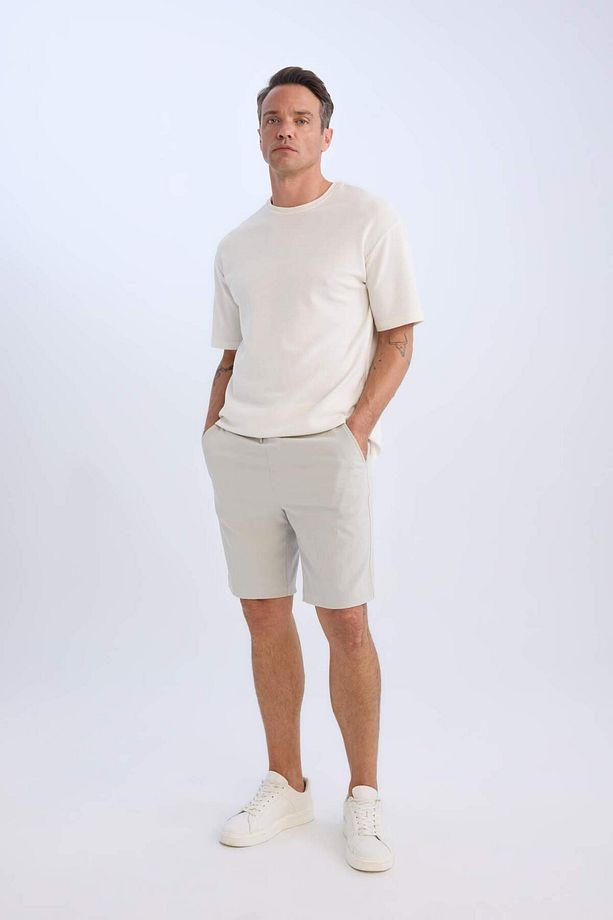 Regular Fit Beli Bağcıklı Dokulu Bermuda Şort D9451AX25SP - 3