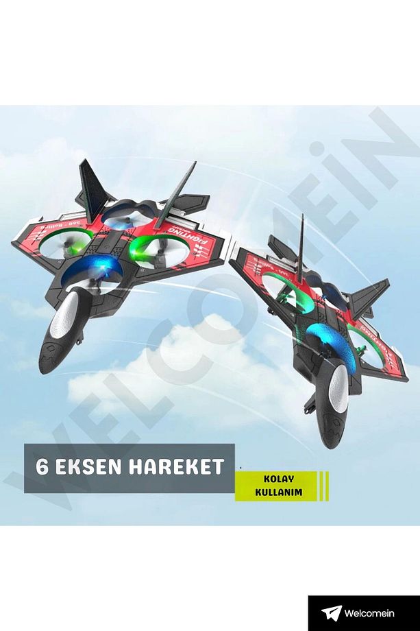 Sünger Gövde 2.4GHz Uzaktan Kumanda LED Işıklı Jet Uçak Drone Başlangıç Seviye (Kırmızı) - 2