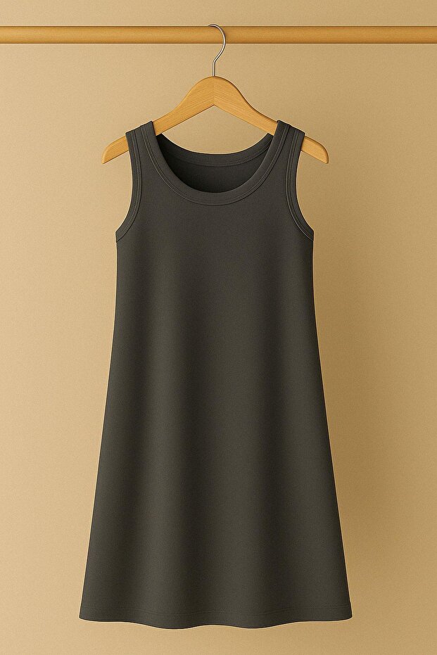 Modal Kumaş Rahat Kalıp Basic Günlük Elbise - 8