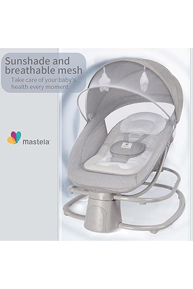 Baby Swing with Dining Tray and Adjustable Backrest 4-in-1 with Bluetooth App Control by Mastela, De - 4