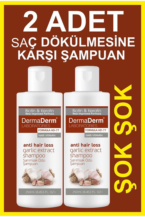 2 Adet Saç Dökülmesine Karşı Biotin Ve Keratin Içeren Sarımsak Özlü Şampuan 250ml. - 1