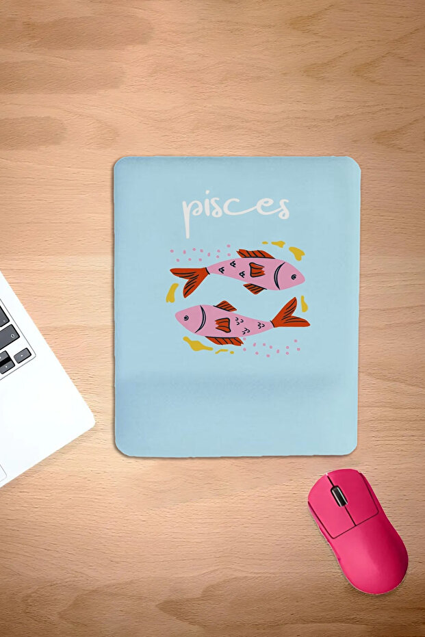 Rectangular, Pisces, Patterned, comfortable, wrist support mousepad, computer mouse pad, accessory - 1