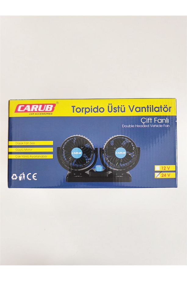 24 Volt Araç Içi Torpido Üstü Çift Fanlı Oto Vantilatör 360 Dönebilir - 6