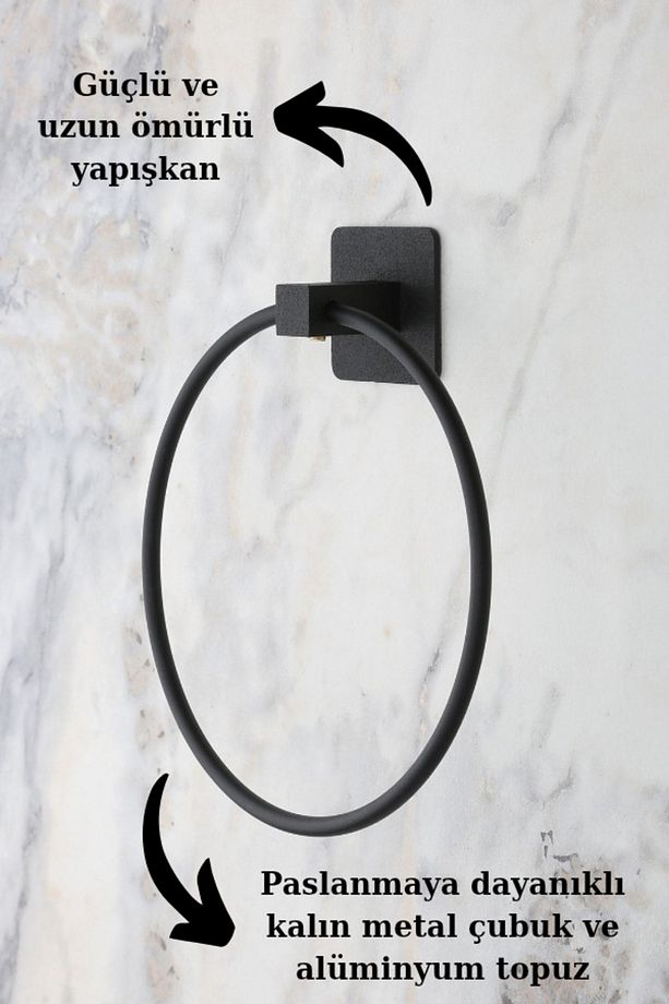 Kare Yapışkanlı Siyah Yuvarlak Havluluk - 4