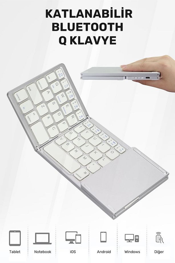 Touch Pro Katlanabilir Bluetooth Type-c Klavye Türkçe Q Android / Ios - 6