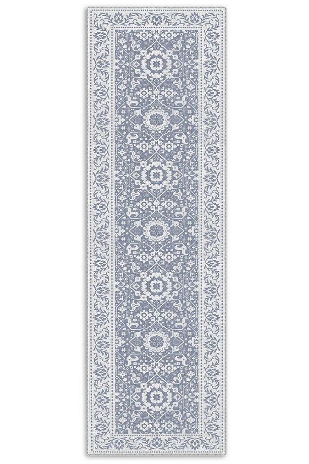 Kaşmir doku yumuşak kaymaz pamuk taban oturma odası salon mutfak koridor çocuk açık mavi halı kilim - 4